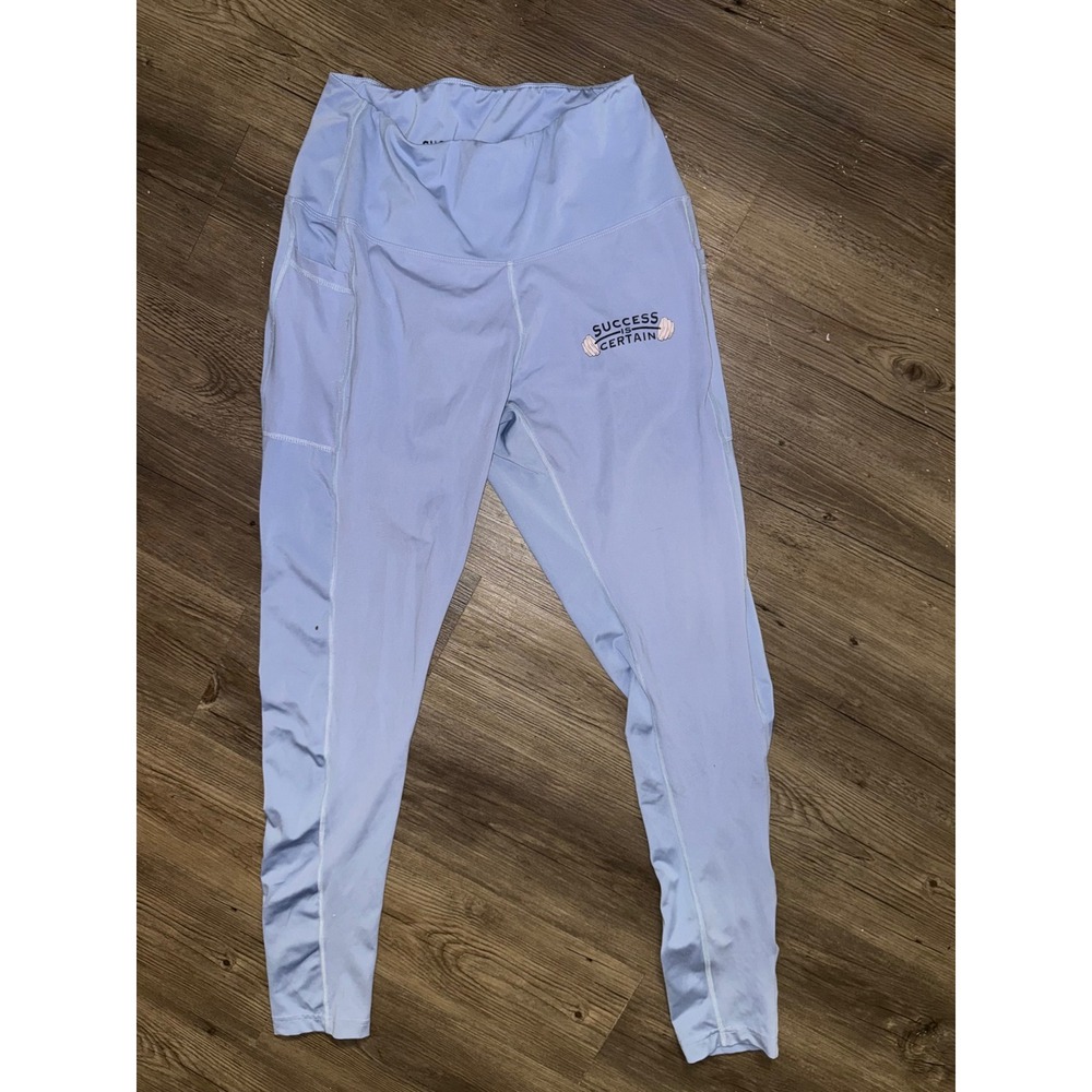 Success Is Certain Women Blue High Waisted Athletic Leggings with Pocket Medium